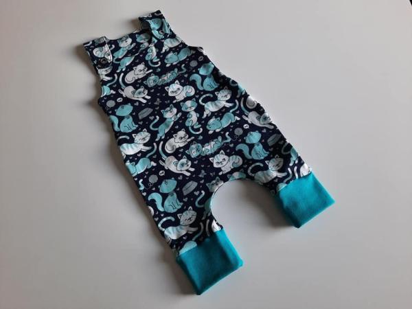 Strampler Katzen Dunkelblau-Türkis